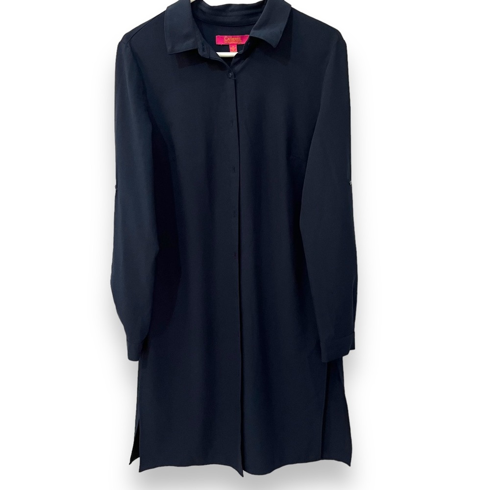 Catherine long sleeve navy dress button closure size medium